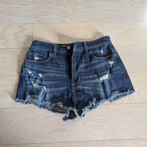 Hollister Distressed Denim Shorts - Dark Blue